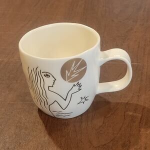 2013 Starbucks Anniversary White Gold Etched Mermaid Siren Coffee Cup Mug 12oz